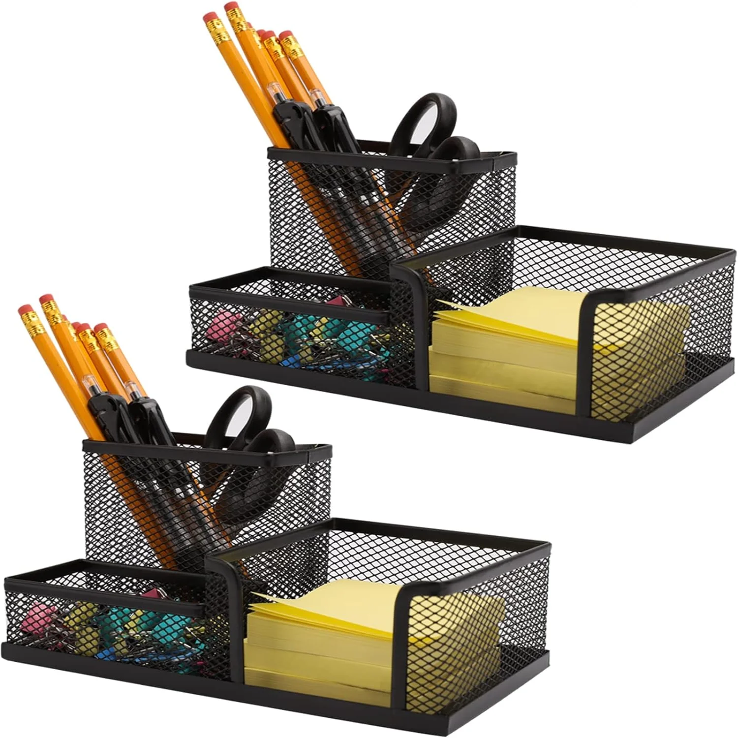 

2 Pieces Mesh Pen Holder Desk Organizers and Accessories for Desk， Compartments Black Pencil Holder for Office Supplies， Gif