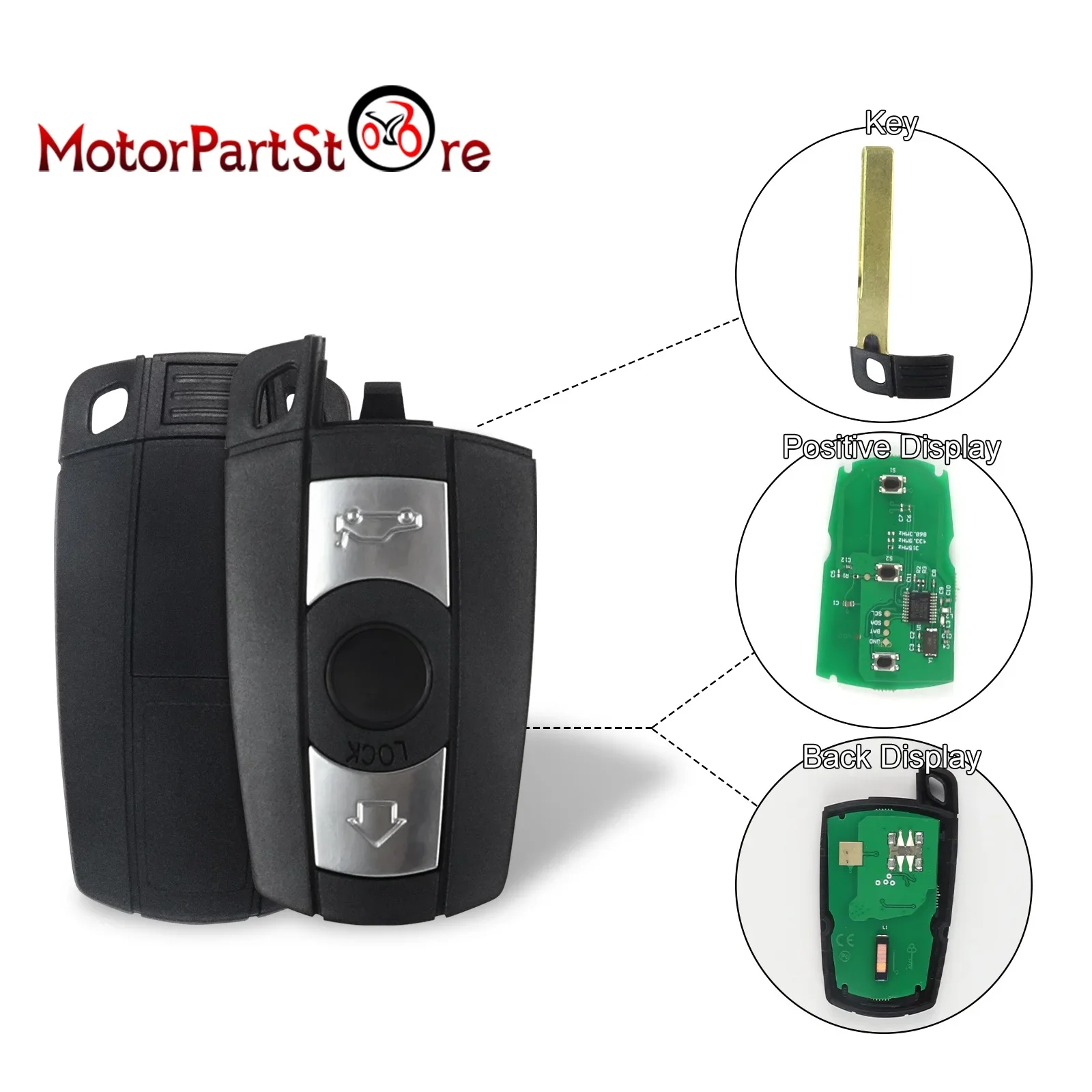 Chave remota do carro com chip, Smart Key, PCF7953, BMW 1, 3, 5, Série 7, X5, X6, Z4, E90, E70, E89, E88, E60, E61, e65, E66, E92, E93, E82, 315MHz