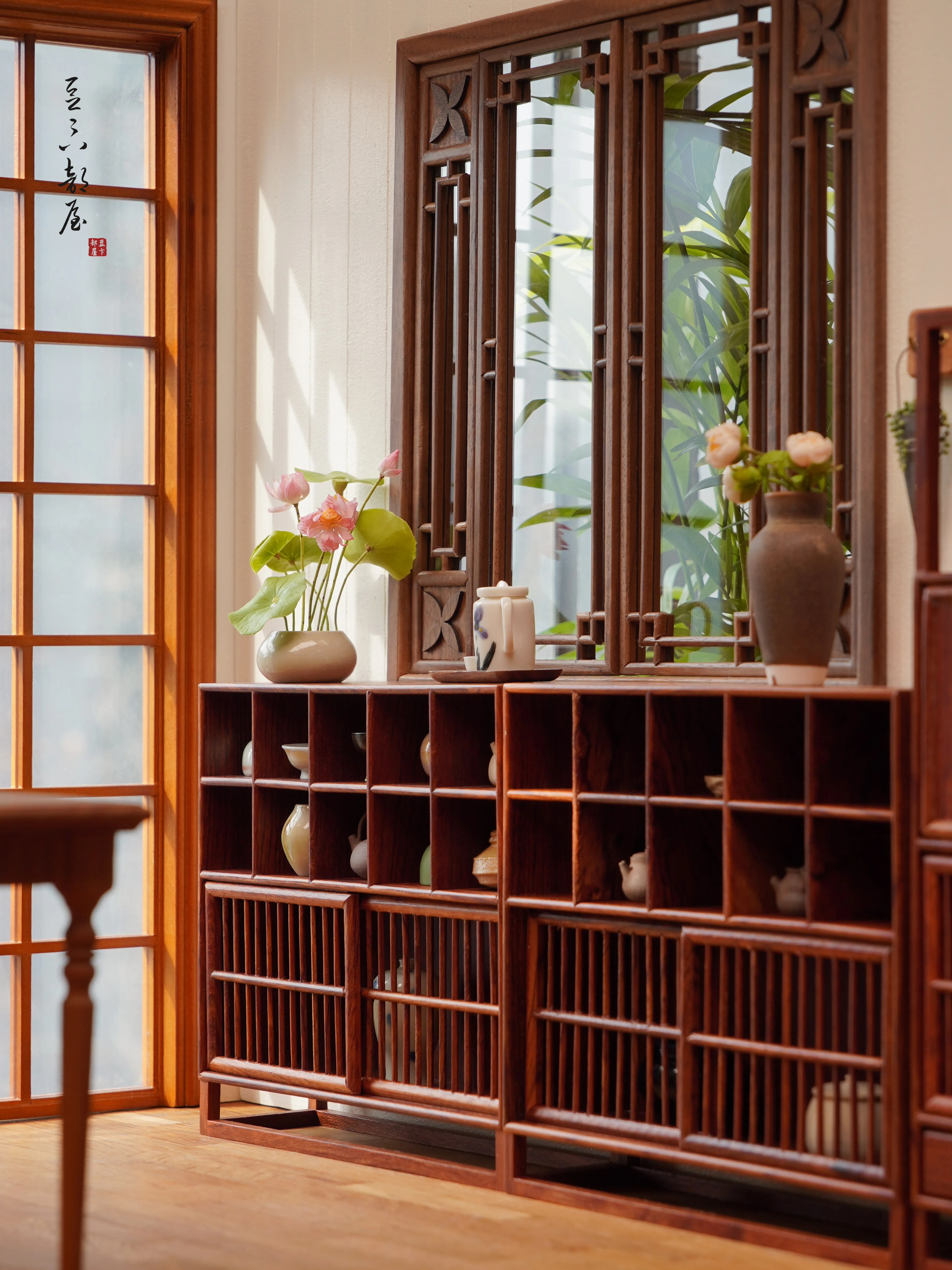 Mobili per case delle bambole in miniatura 1/6 bjd ob11 Mini modello di armadi cinesi/armadietti laterali del tè