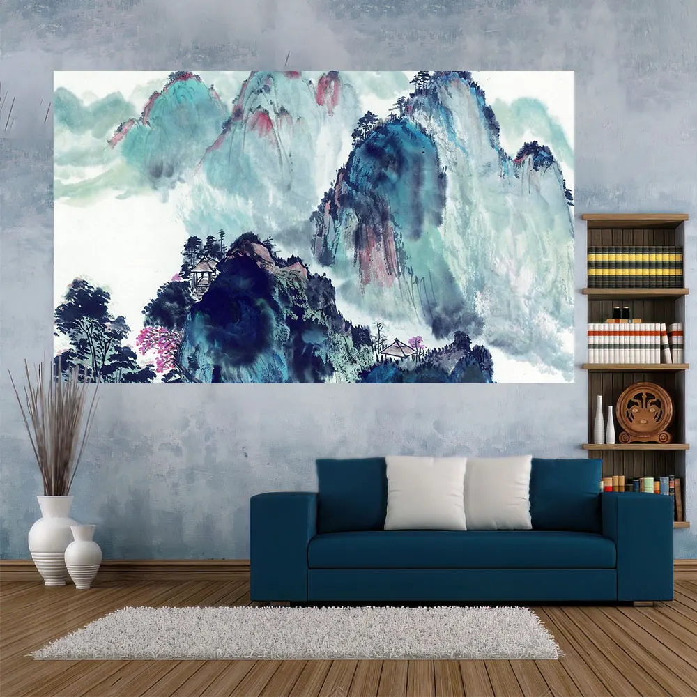 Landscape Ink Painting Tapestries Wall Hanging Rugs Art Picture Decorations Aesthetic Room Decorative