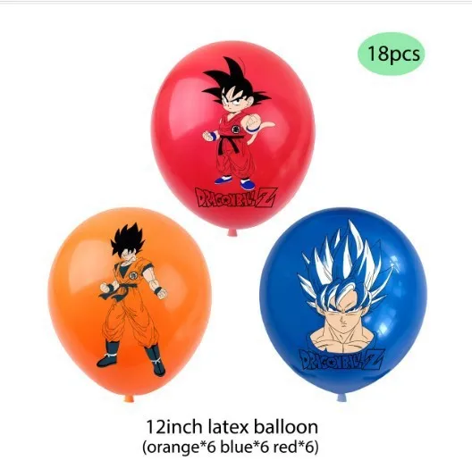 Juego de suministros de fiesta temática de Dragon Ball, Goku de Anime, Decoración de Pastel de cumpleaños, pancarta, mantel, plato, globos,