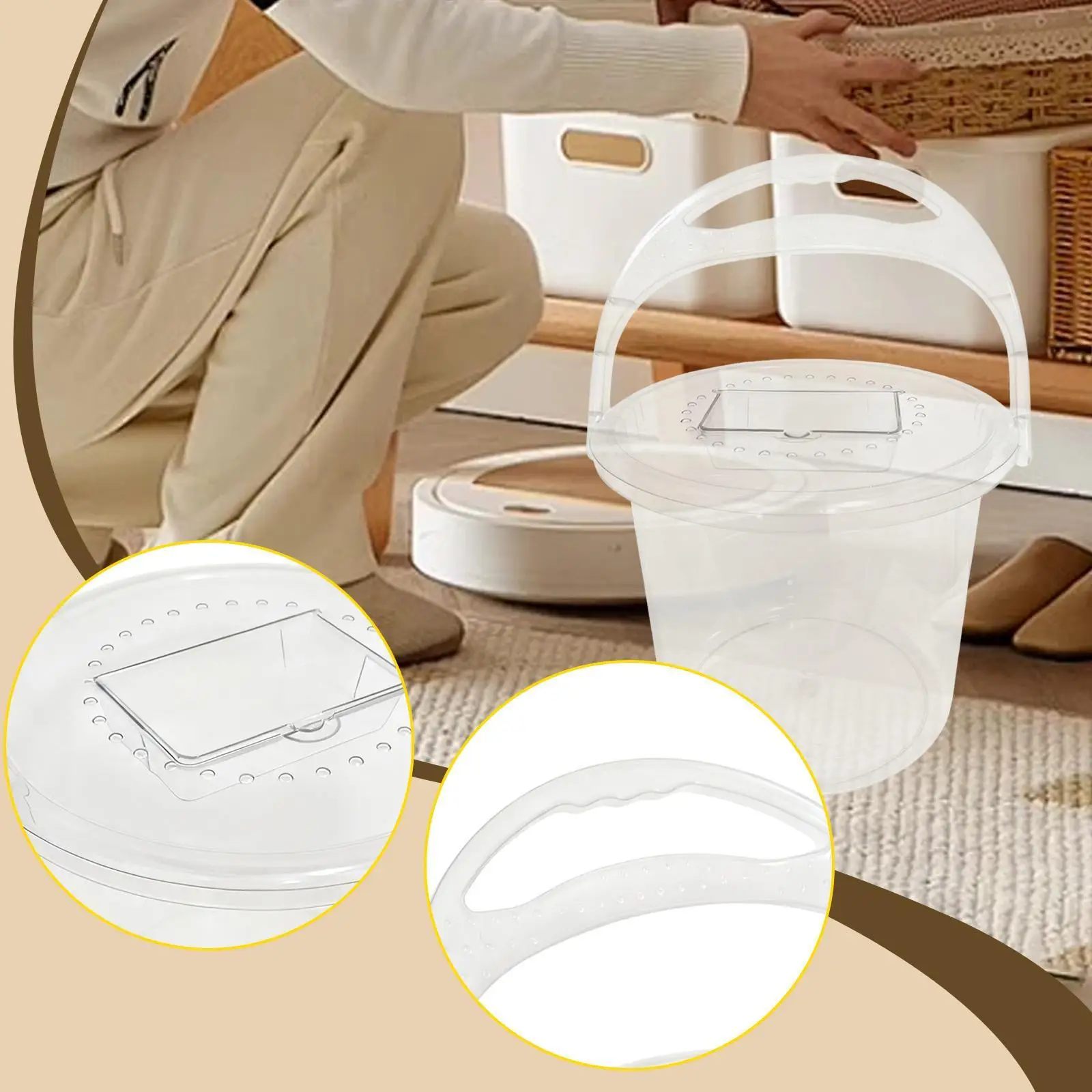 Clear Bucket Large Capacity Multi Purpose Water Bucket Container for Household Fishing Car Wash Snacks Cleaning