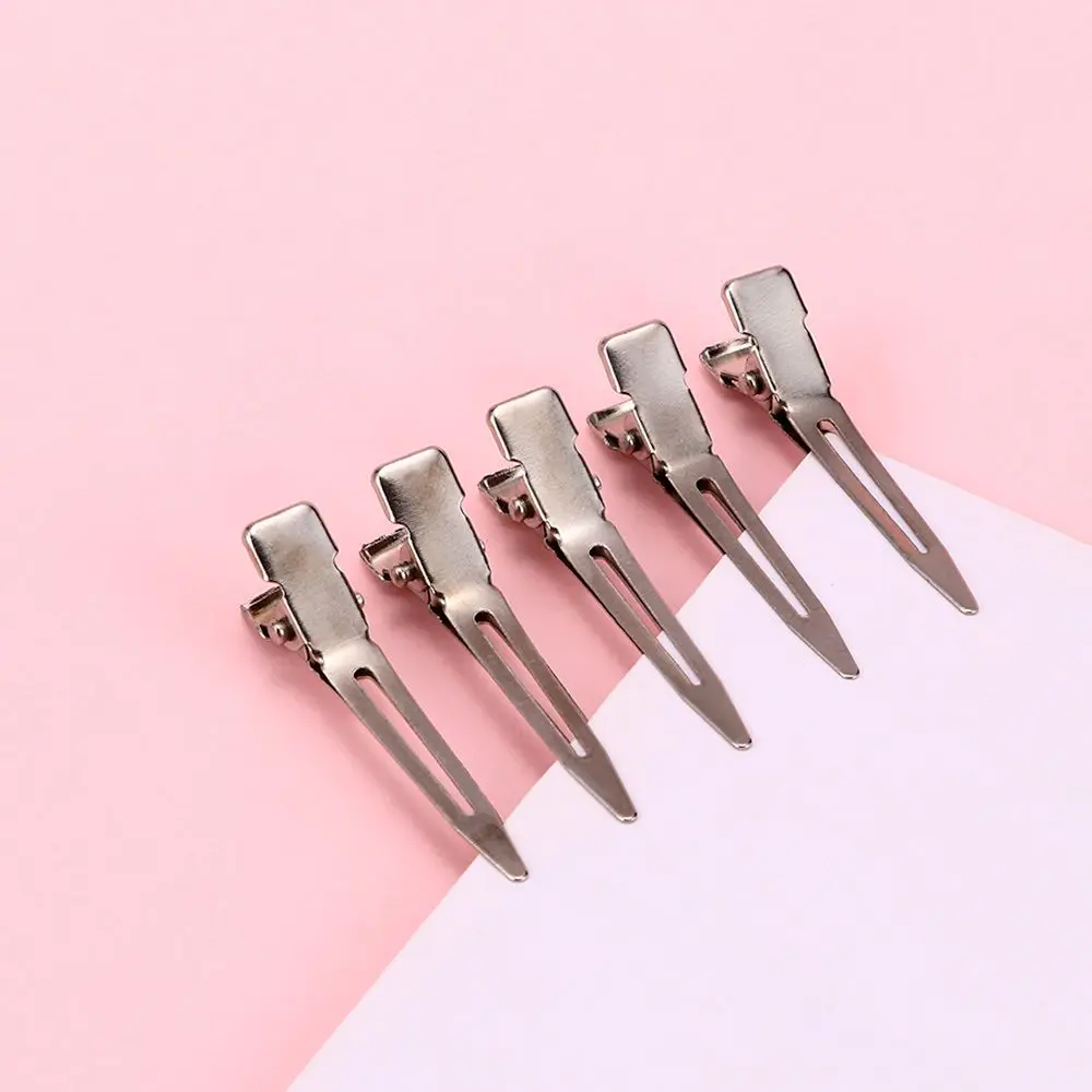 

50pcs Durable Ultrathin Hairstyling Tools Silver Color Duck Mouth Clip Partition Clip Flat Base Alligator Hair Clip