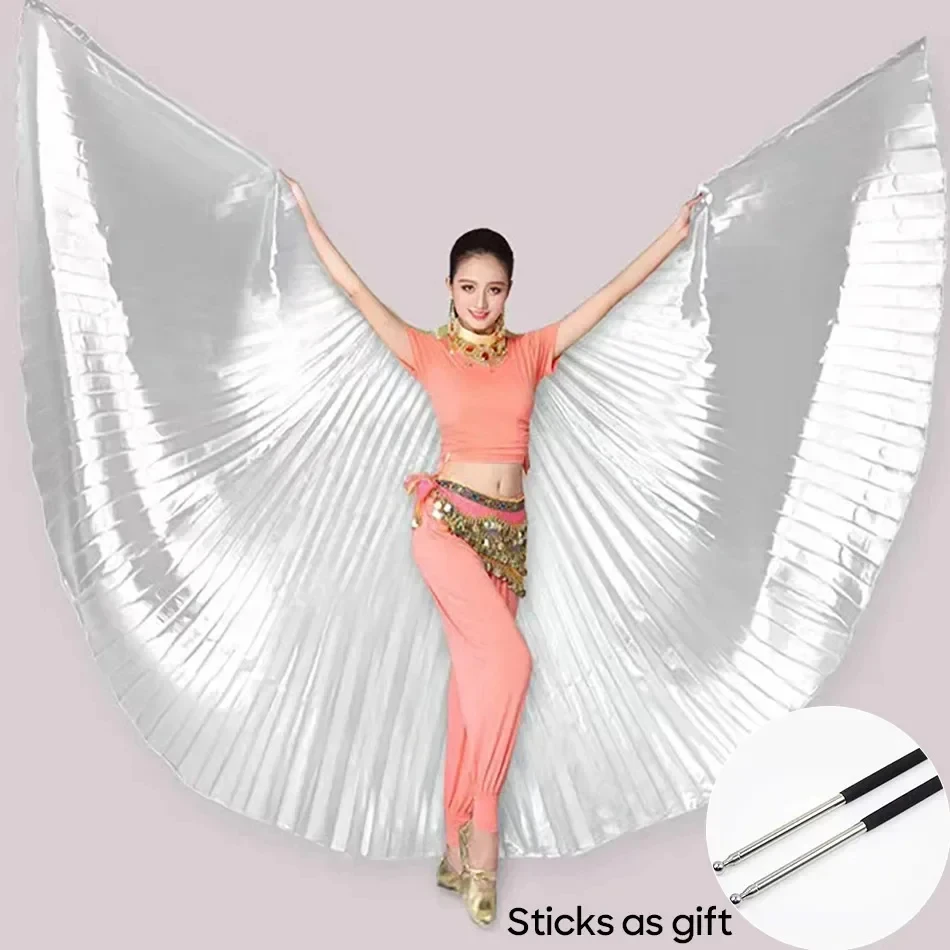 Belly Dancing Gold and Multi Colors Options Egyptian Isis Wings Women Stage Performance Wear With Sticks Belly Dance Accessories