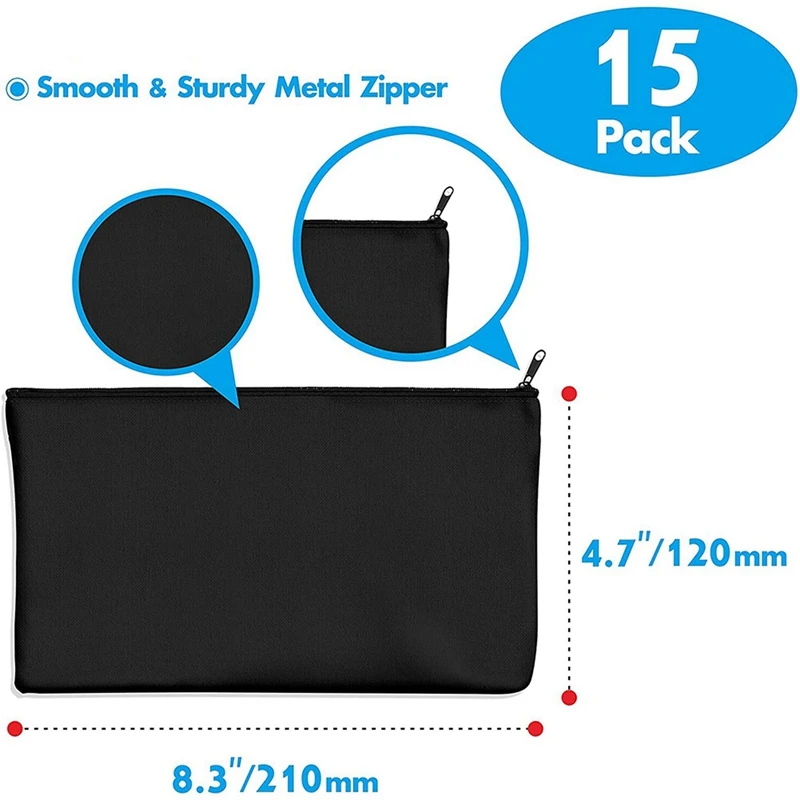 60 قطعة حقيبة قماش قنب فارغة سوداء 8.3X4.7In القرطاسية تخزين سستة حقيبة لتقوم بها بنفسك الكتابة على الجدران مقلمة لتقوم بها بنفسك شنطة هدايا