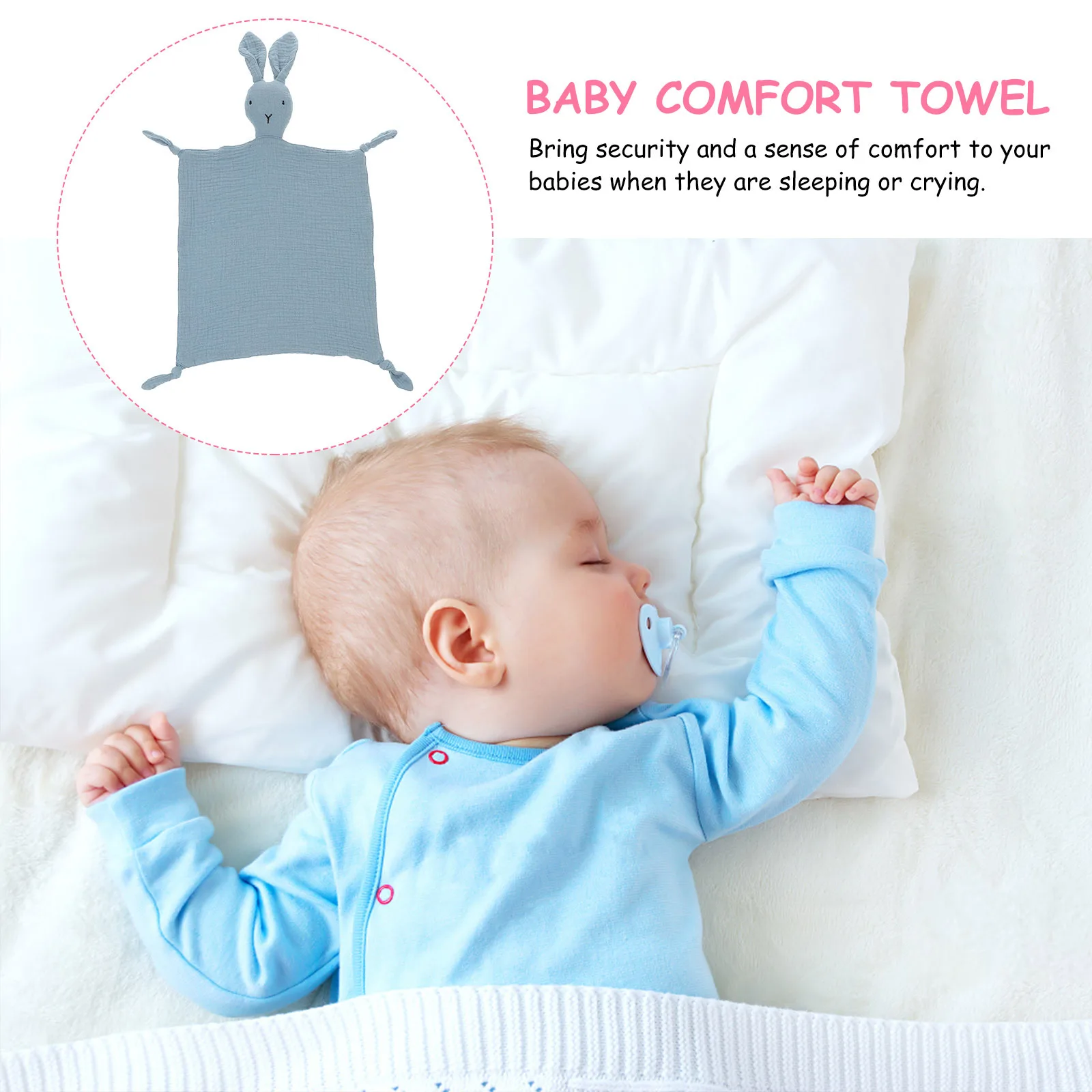 なだめるようなベビーセキュリティブランケット 綿素材 毛抜けなし 毛玉なし 安全な動物のウサギのデザイン スナグルコンフォーター なだめるような安心感
