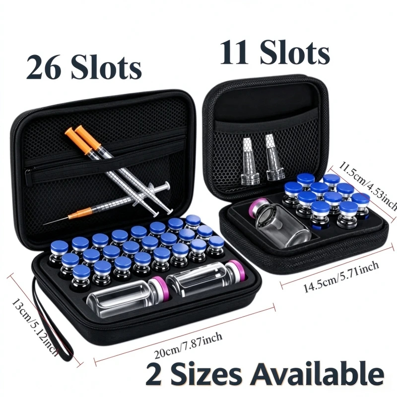 11/26 Fächer Insulin-Peptid-Fläschchen-Aufbewahrungsbox Tragbarer EVA-Reiseorganizer Passend für 3ml & 30ml Standardfläschchen für Kühlschranktransport – Detail 3