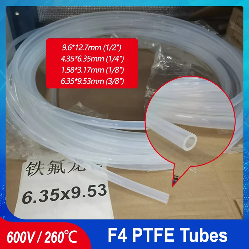 

1/2" 1/4" 1/8" 3/8" Clear PTFE Tube 3KV Insulated Rigid Capillary F4 Pipe High Low Temperature Resistant Transmit Hose