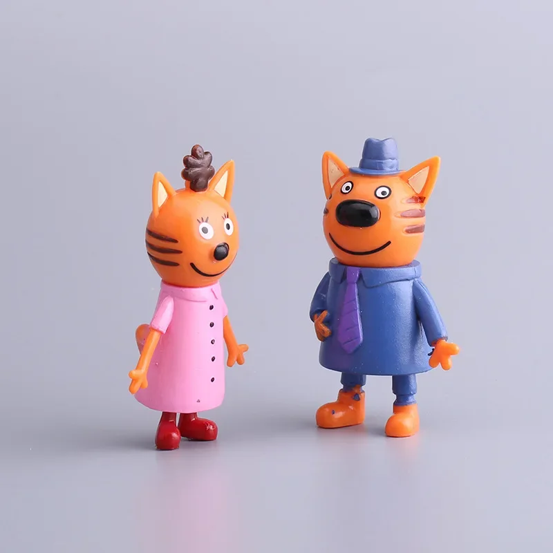 Figura de acción de 5 piezas para niños, juguete de 3 gatitos rusos, modelo de gato electrónico, manualidades, regalo de Navidad, novedad de 2023