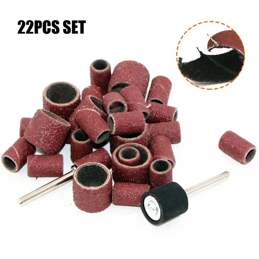 

22Pcs Sanding Ring With Rod Abrasive Rotary Tool Kit Sanding Drum Grinding Head Polishing On Metal Wood Sculpture Root Sculpture