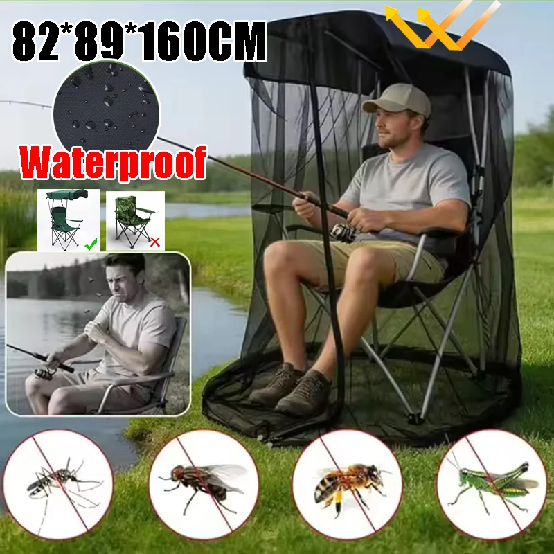 

Foldable Waterproof Fine Mesh Chair Mosquito Net Sun Shade Bug Barrier for Travel Climbing Hiking Fishing Patio Relaxation