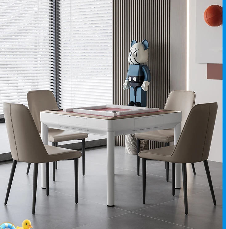 

Розовая машина для маджонга, полностью автоматический бытовой электрический обеденный стол, двойного назначения, бас, четырехпортовый стол для маджонга