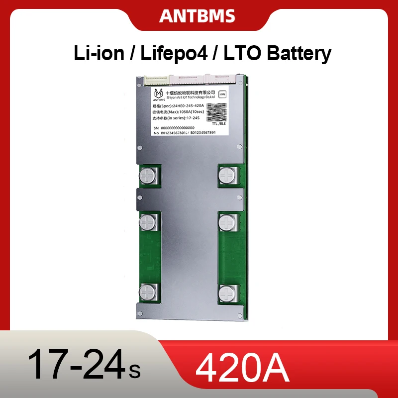 17-24S 420A SMART ANT BMS 18S 19S 20S 21S 22S 23S High Precision BMS WITH BT APP Support Android IOS App Monitoring 60V 72V 84V