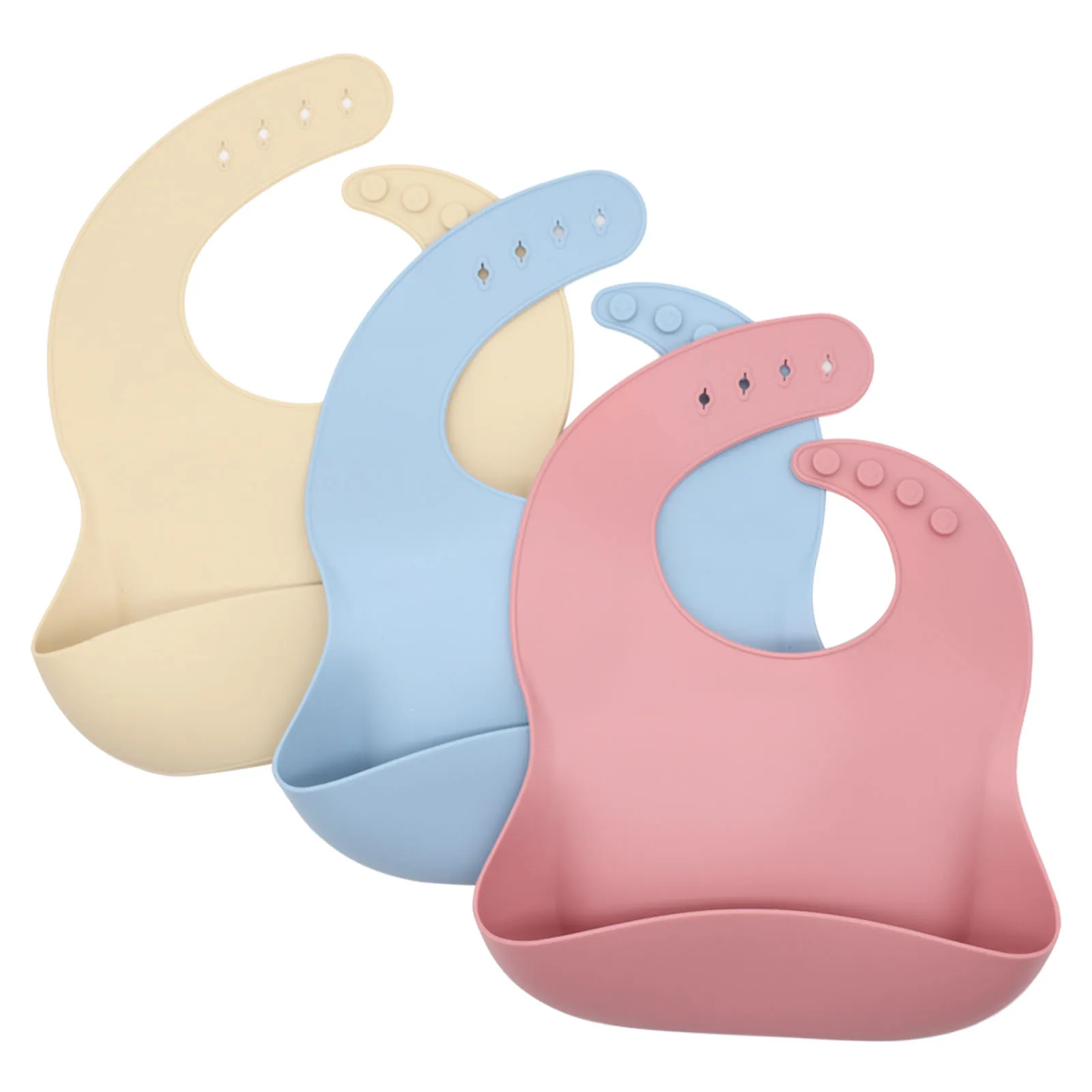 Food grade silicone bib food catcher with three-dimensional and multi-stage adjustment, easy to clean