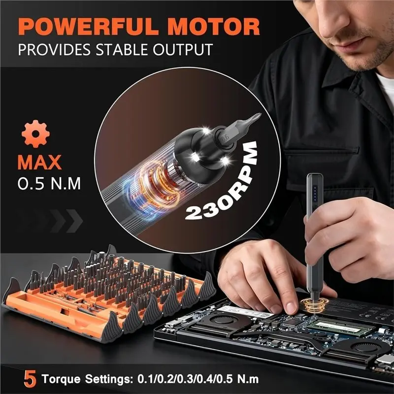 B08B-138-IN-1 Electric Screwdriver Set Cordless, Rechargeable Screwdriver Repair Tool Kit For Electronics, Camera, Watch