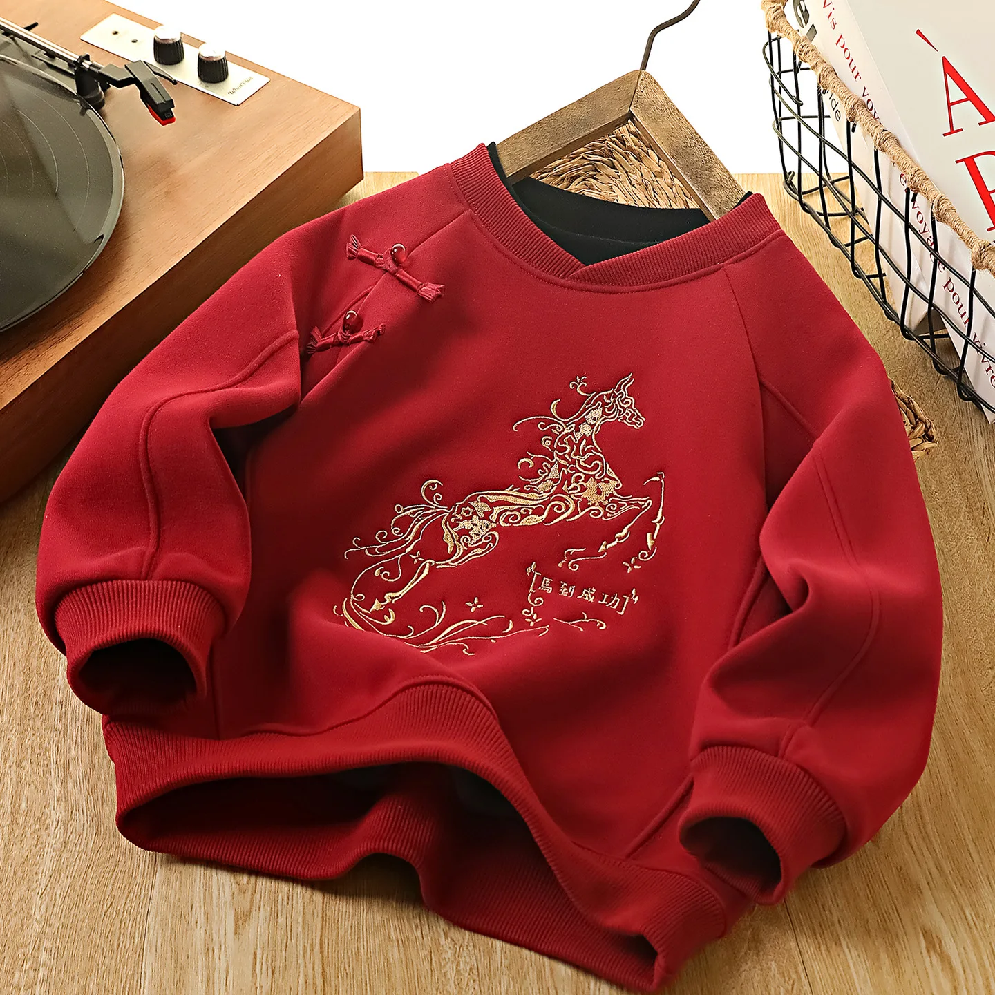 

Boys Fleece Lined Red New Year Sweatshirt 2025 Winter Holiday Outfit for Kids Toddlers and Older Children