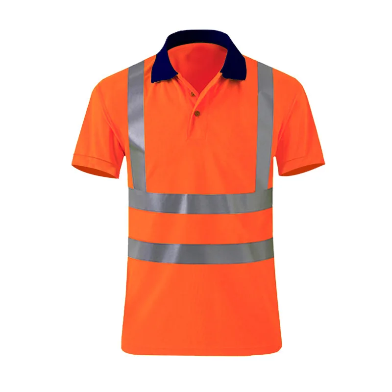 Iş için yansıtıcı gömlek erkekler kısa kollu Hi Vis T-shirt Polo yüksek görünürlük güvenlik iş gömlek erkekler için