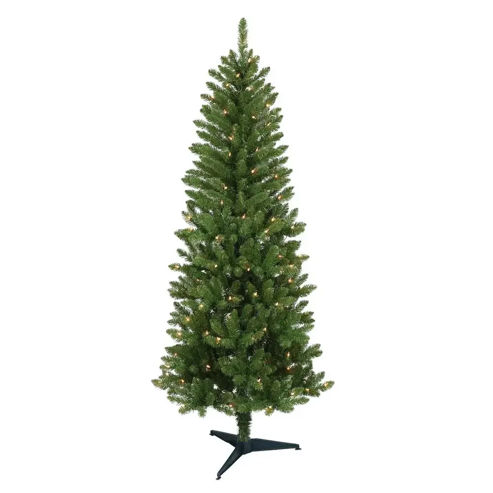 4' Carson Pine Artificial Christmas Tree with 70 Clear Lights Green Realistic Pine Branches Fire-Resistant Indoor Holiday Decor