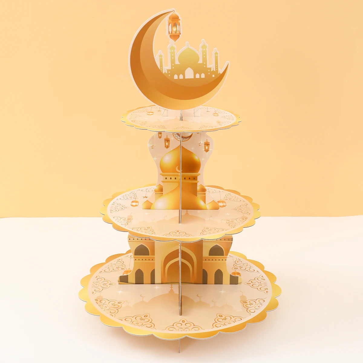 Ramadan Moon Cardboard Cupcake Holder Stand Eid Mubarak Ramadan Decor For Home 2025 Islamic Muslim Party Supplies Eid Al-Fitr