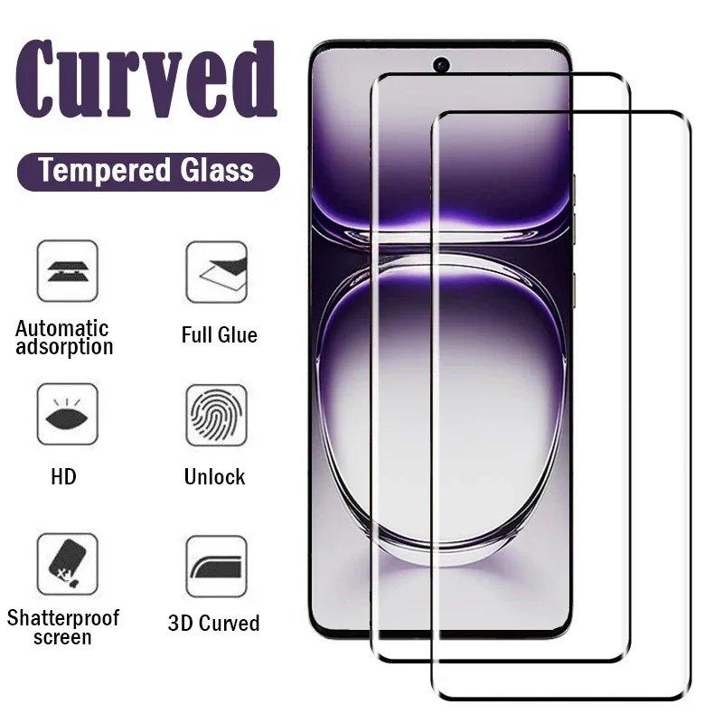 3D Curved Screen Protector For Oppo Reno 12 11 10 9 8T 5G A1 A2 Pro HD Tempered Glass For F27 Pro Plus Full Glue Protective Film