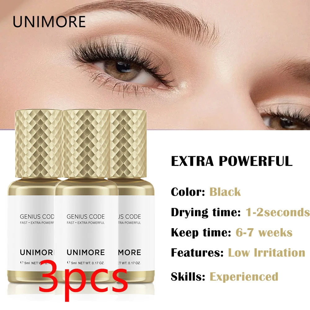 

UNIMORE 1s Fast Drying Lash Glue Latex Free Waterproof For Eyelash Extensions Professional Eyelash Artists Salon Party Making Up