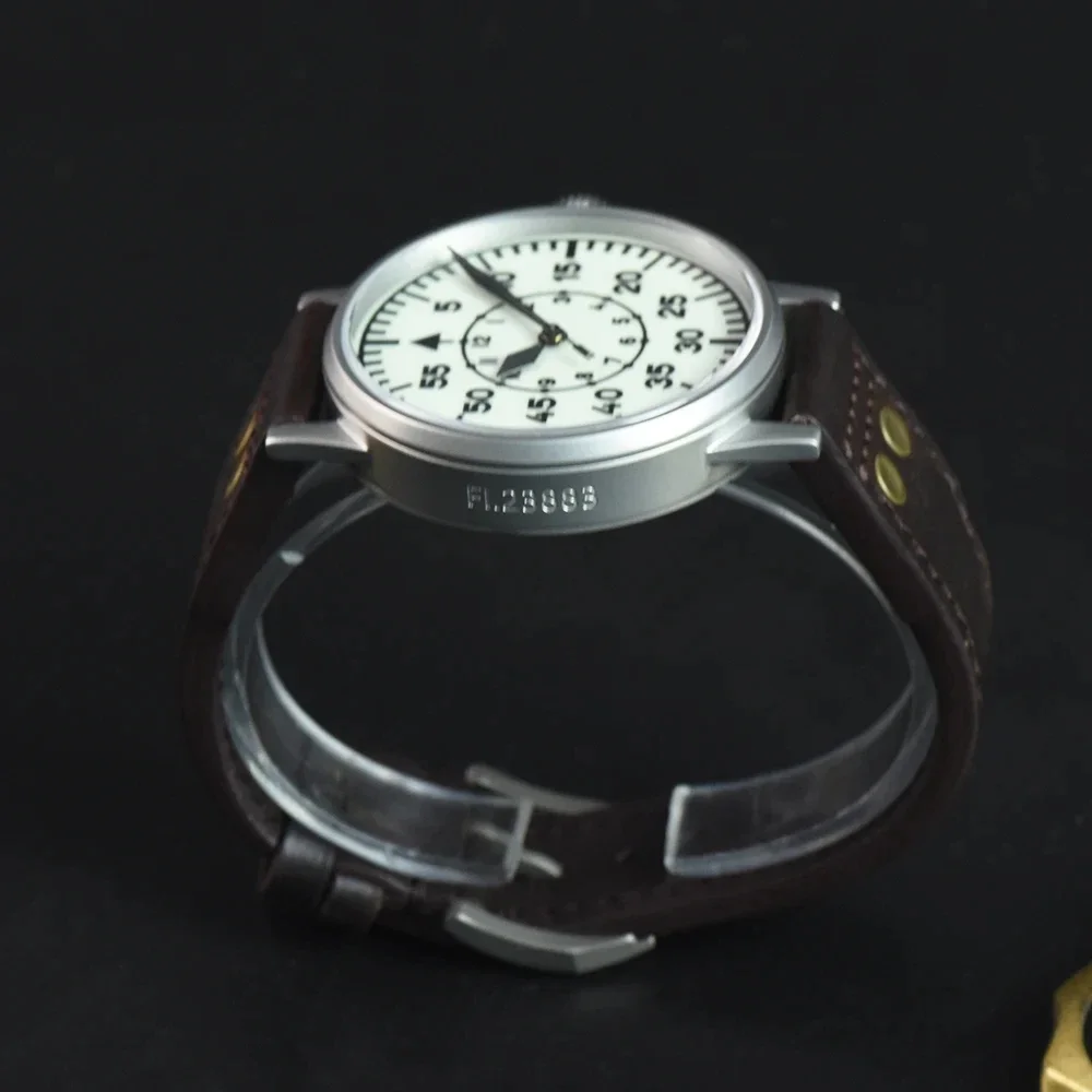 Hruodland Retro Pilot Men's Automatic Mechanical Watch Luxury Sapphire Stainless Steel Leather Waterproof 10Bar Super Glow C3 re image 3