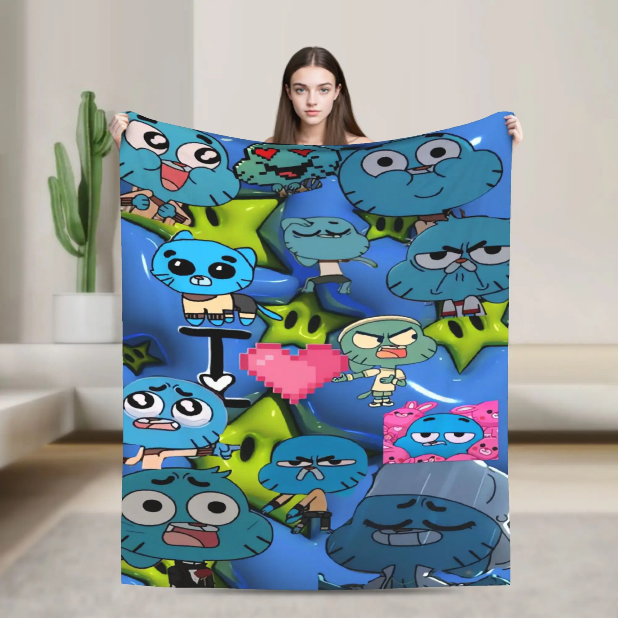 Gumball Gum Ball Watterson Amazing Cartoon Blankets  Soft Warm Graphic Plush Throw Blanket For Girls Boys Bedroom Bed Cover
