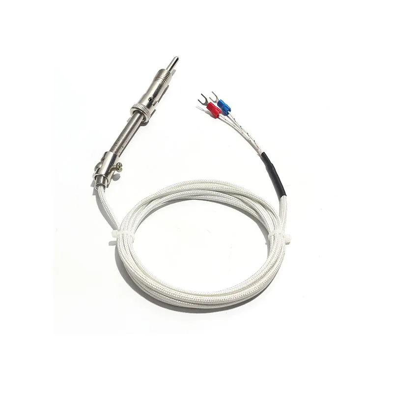 WRNT-02 K/E Type Spring Compression Thermocouple Sensor M12x1.5 Screw Fitting Fiberglass Wire 5x30mm Probe Optional Cable 1M-5M