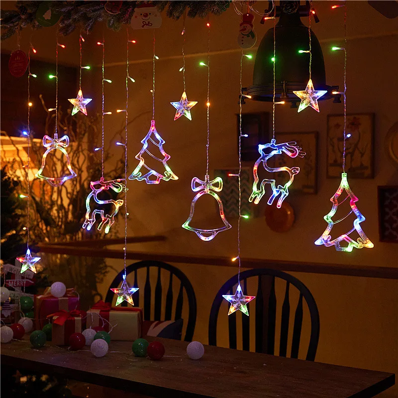 Christmas outdoor decoration small colorful lights solar star lights string lights curtain lights Festivals Decoration Lights