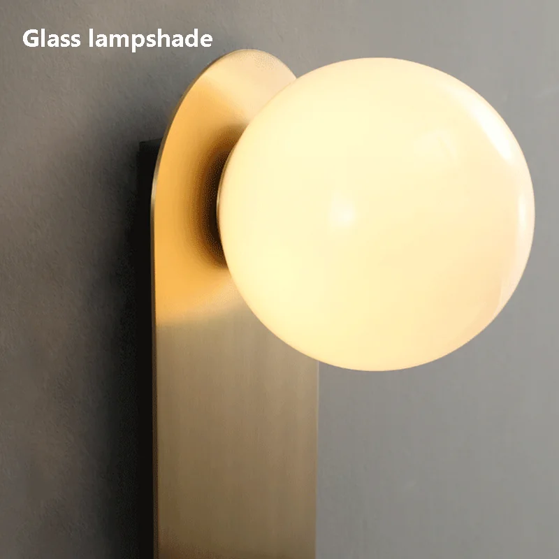 Nordic cobre arandela luxo golded moderna sala de estar wall-mounted lâmpadas corredor varanda bola de vidro quarto bedsid luzes led