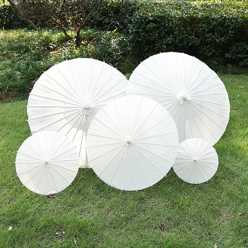Weiße Papier-Sonnenschirme Chinesische Ölpapier-Deko DIY-Malerei Bambus-Schirme Hochzeit Brautparty Foto-Requisiten – Detail 3