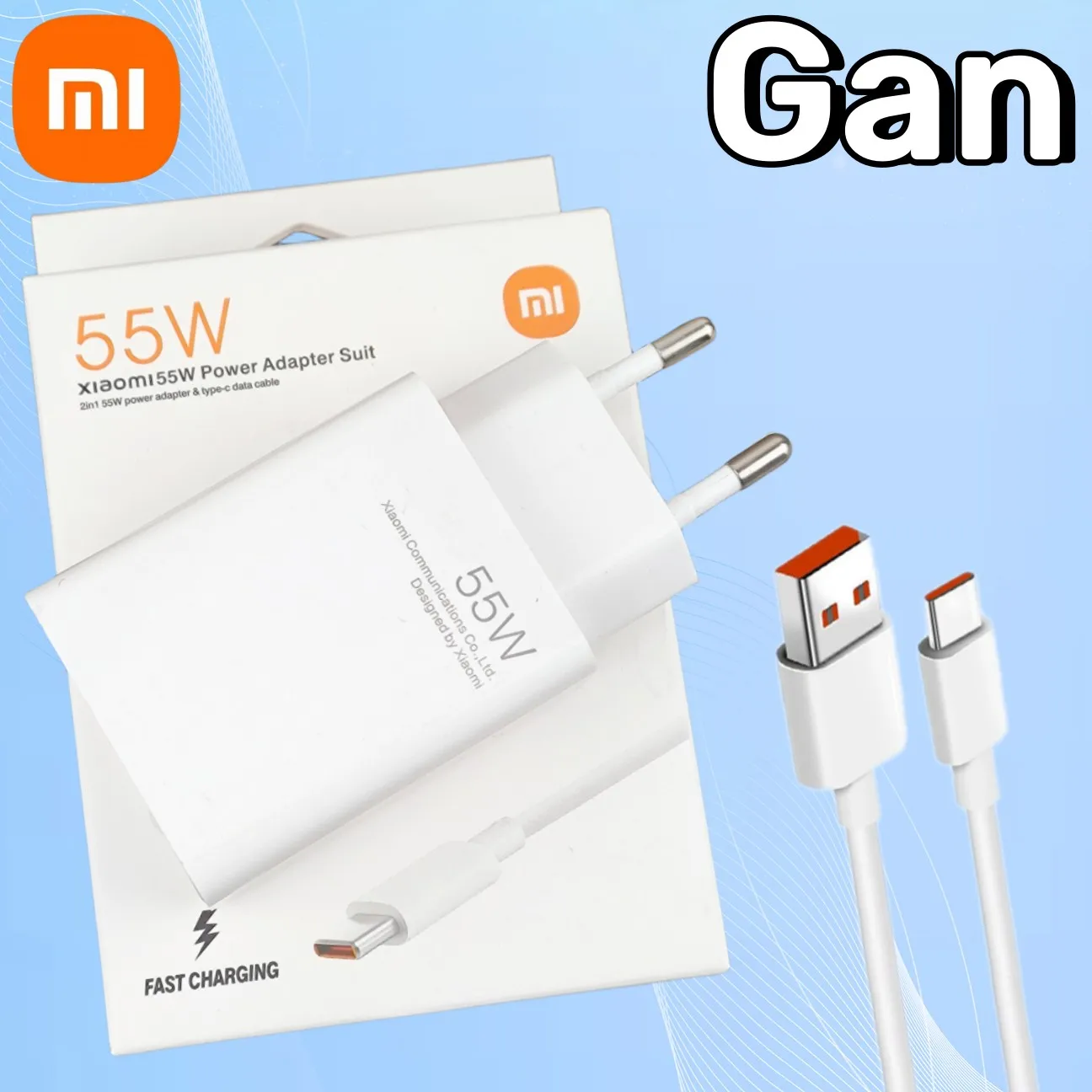 Original XiaoMi 55W Fast Charger Turbo Gan EU Charging Power Adapter 27W/50W For Mi 10 SE 10T 9T Poco Phone X3 F3 M3 RedMi Note9