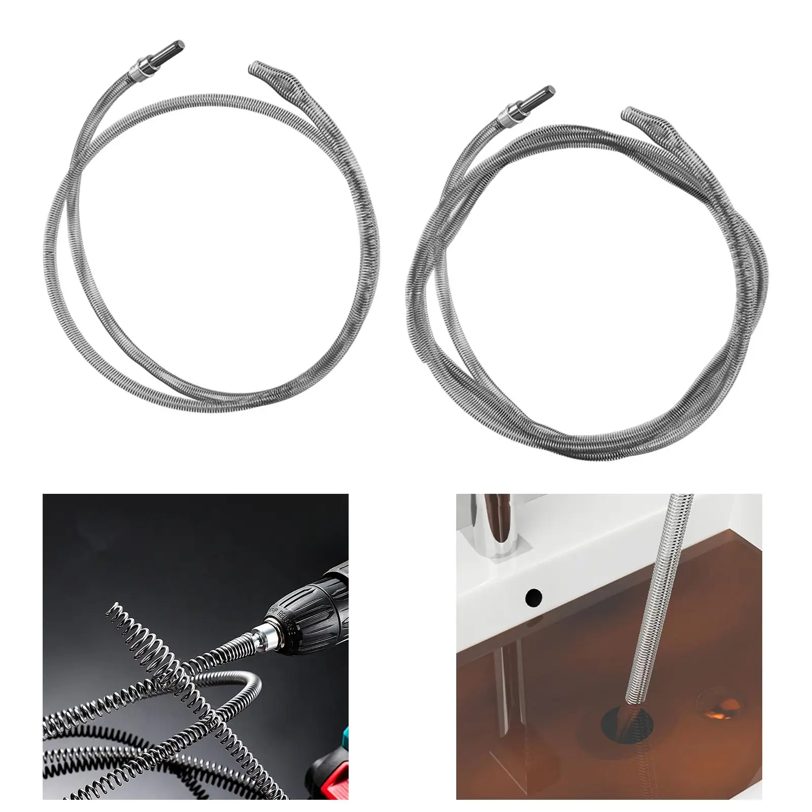 Cabo de drenagem sem-fim com conector de broca elétrica prático cabo de encanamento flexível para cozinha banheiro chuveiro esgoto banheira