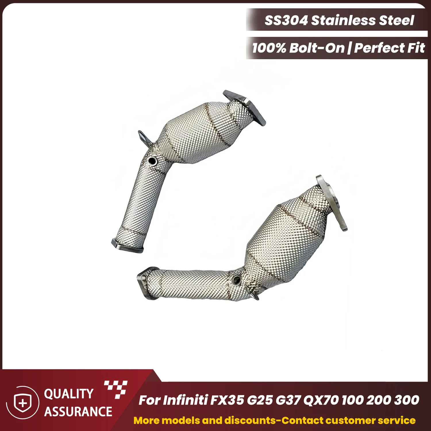 

High Flow Performance Downpipe ECCF SUS304 for Infiniti FX35 G25 G37 QX70 100 200 300 Aggressive Exhaust Sound