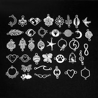 30pcs/Lot Wholesale Connectors Charms Flower Pendants For DIY  Jewelry Making Accessories Bulk Items Bracelets Earring Necklace