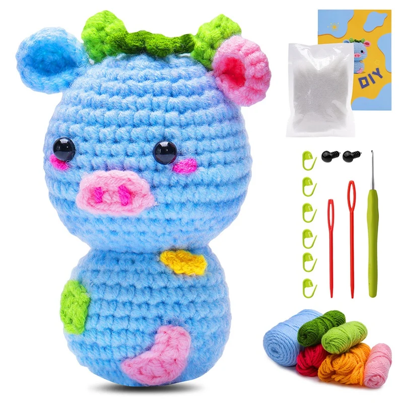 

Crochet Kit For Beginners Complete DIY Porker Animals Hand Woven As Shown For Adults And Kids