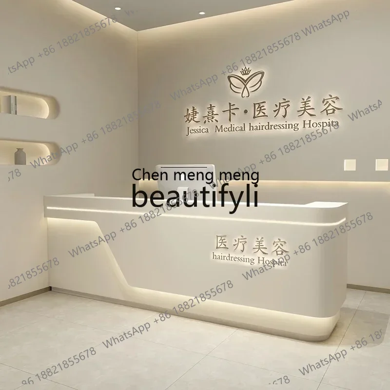 

Y183 Simple Modern Beauty Salon Cashier Counter Service Bar Company Front Desk Reception Desk