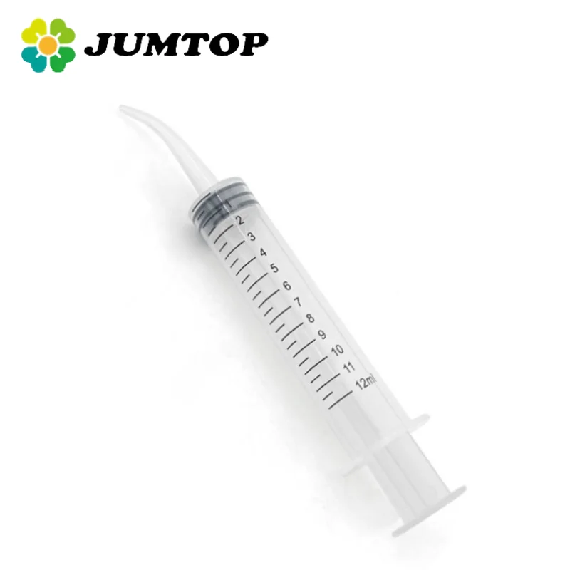 JUMTOP 10Pcs Dental Syringe Irrigation with Curved Tip Transparent Needle Tube Dentist Use Material Oral Hygiene Care Tools