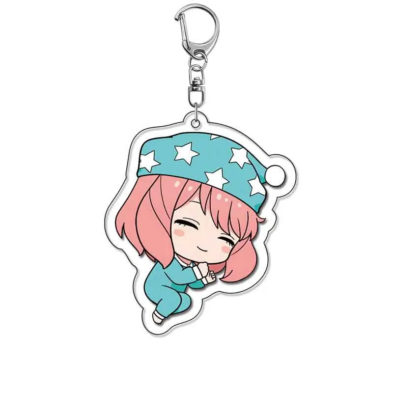 Cute Q Version Anya Forger Anime Characters Acrylic Keychain Ornaments Kawaii Cartoon Girly Heart Charm Jewelry Pendant Keyring