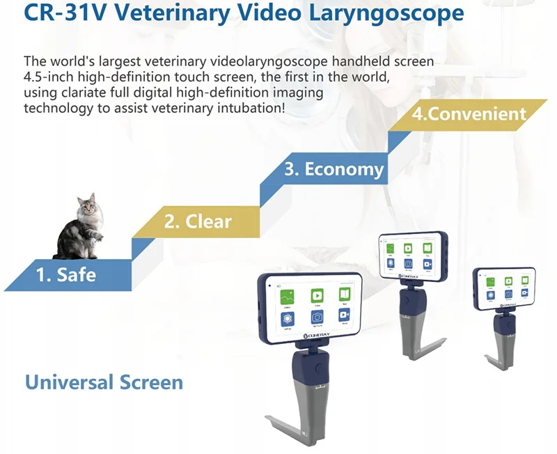 Portable Medical Veterinary Instruments Video Laryngoscope  4.5 inch touch screen