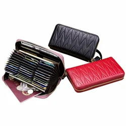 New Women Wallet Genuine Leather Coin Purse Long Clutch Bags Rfid Female Card Holder Money Pocket Women Wallets With Phone Case