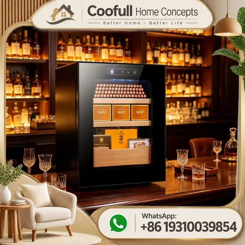 33L Commercial Cigar Humidor Cabinet Thermoelectric Cooler Temp Control LED Display For Smoke Shop Bar Office