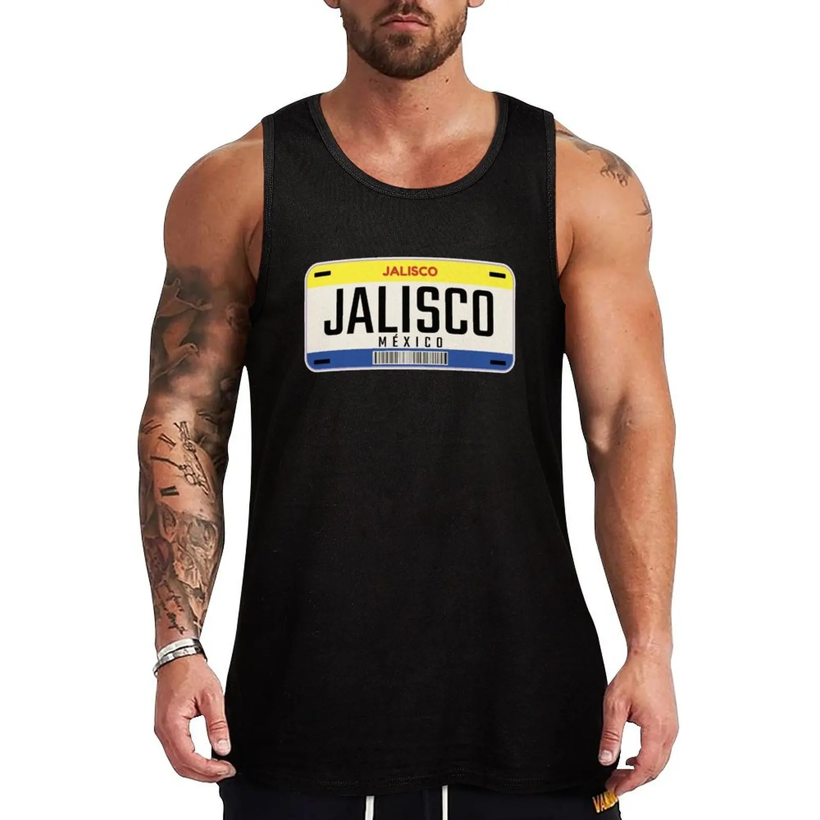 Camiseta sin mangas con diseño de matrícula de la ciudad de Jalisco, México, elástica, suave, cómoda, informal