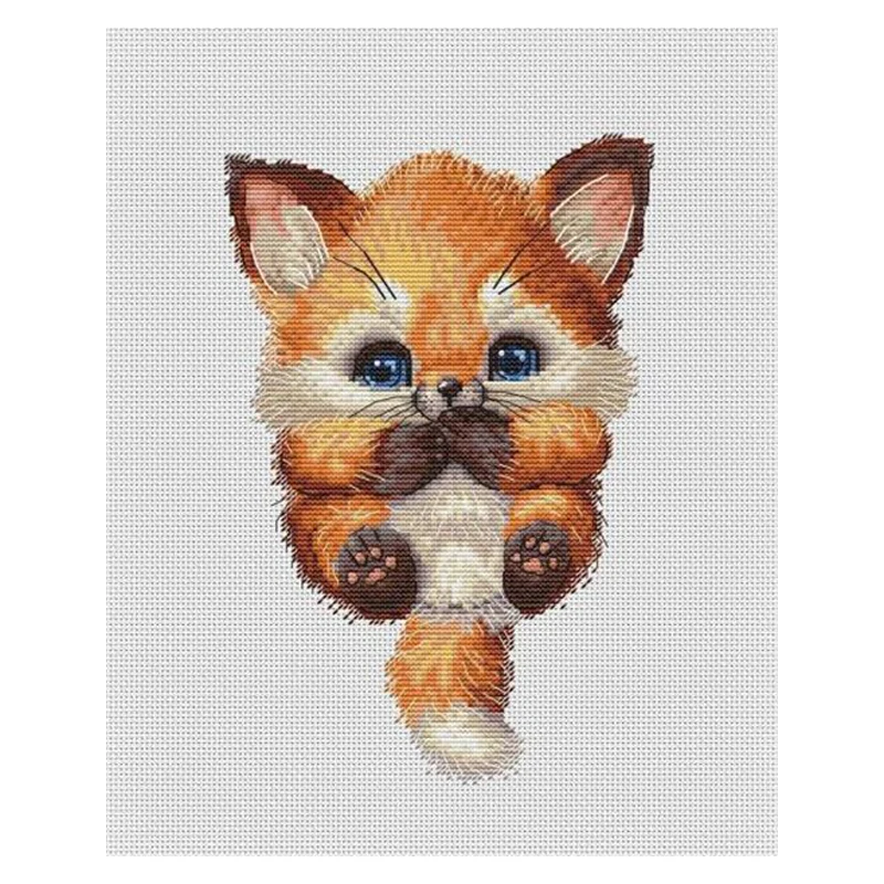 Amishop Gold Collection conted Cross Stitch Kit Cute Fox Cub Animal Pet ricamo decorazione della casa