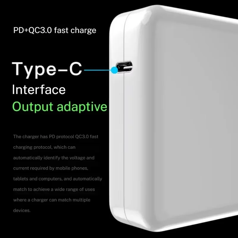 Pengisi Daya Laptop MacBook USB-C(Tipe-c) 61W untuk Macbook Air A2337 Macbook Pro A2338 A1706 A1708 M1M2 Chip Pintar Adaptor Daya USB-C