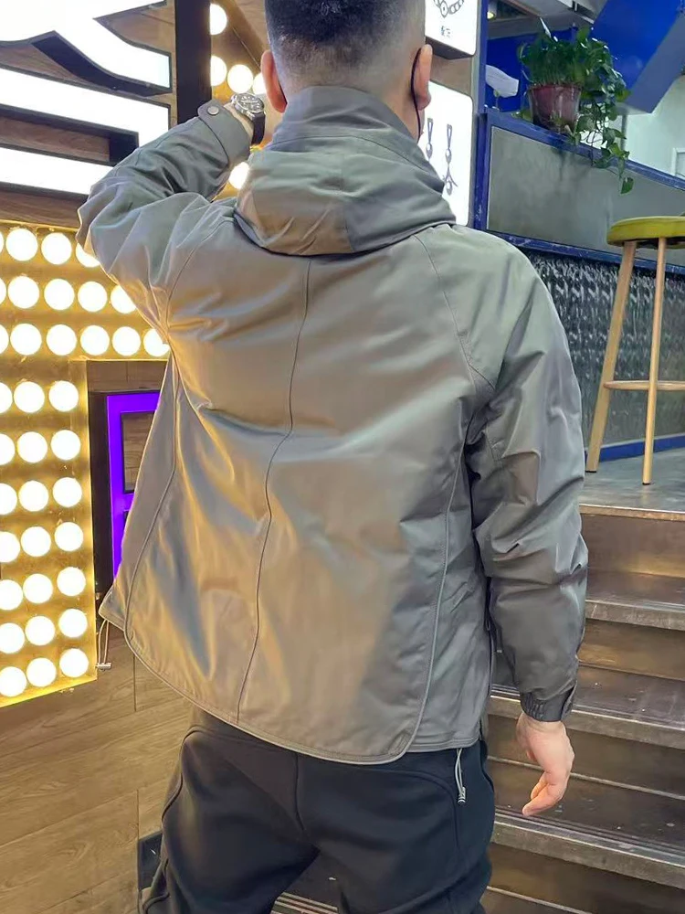 Men's Fashionable Winter down Jacket Hooded Loose Warm Casual Durable Water-Resistant White Duck Feather Padded Coat