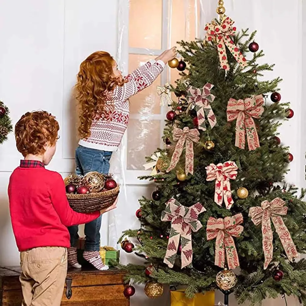 1/2/5/10 rotoli di natale nastro cablato tela a pois rosso nero bianco stampa scozzese nastro da regalo per decorazioni ghirlande di natale