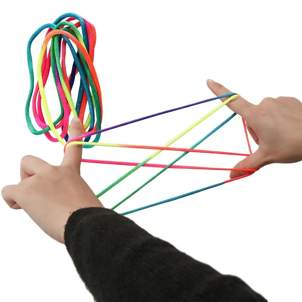 Regenboogkleur String Finger Games Intelligent speelgoed Kleurrijk Fumble Finger Thread Educatief spel 165cm String Game Toy