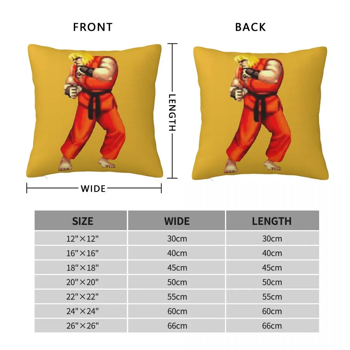 Street Fighter Ken Square Pillowcase Polyester Linen Velvet Printed Decorative Throw Pillow Case Home Cushion Cover Wholesale