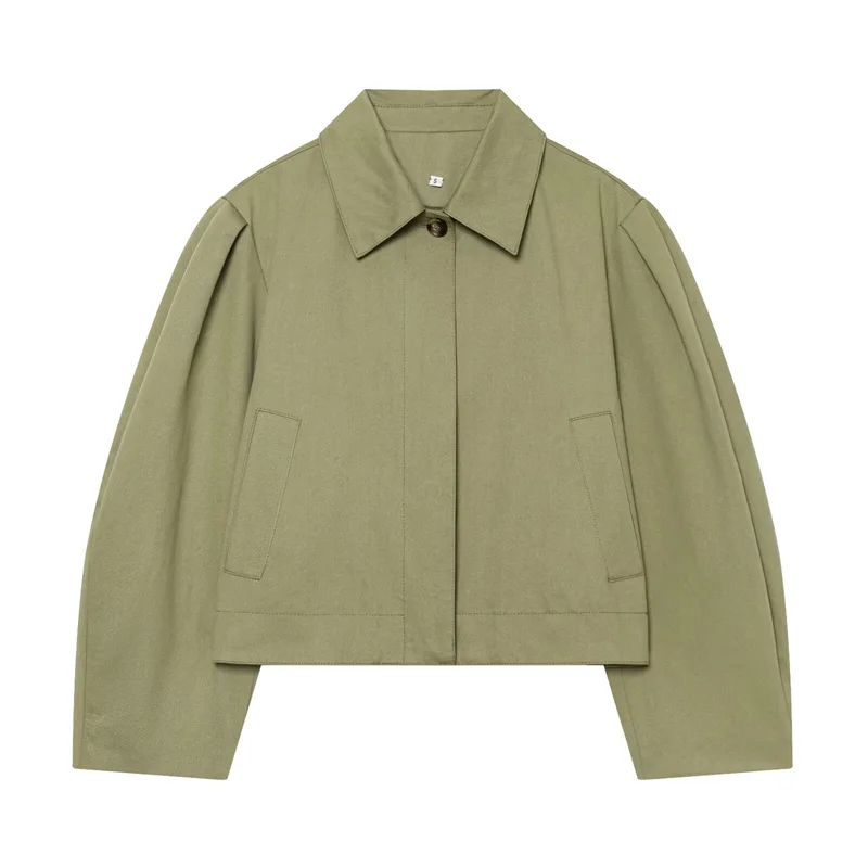 

ZHIO Women's Jacket 2026 Summer New Military Green Long-Sleeve Washed Loose Simple Jacket Casual Fashion Versatile
